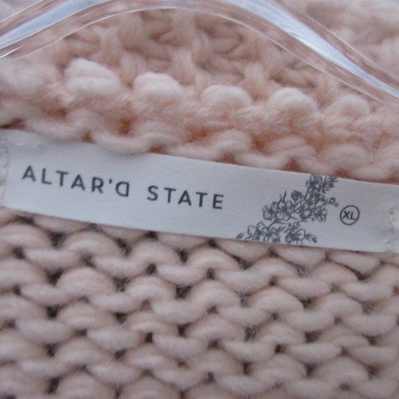 Altard State Sweater Cardigan XL Pink Floral Daisy 3D Chunky Knit Statement Boho - Picture 4 of 10